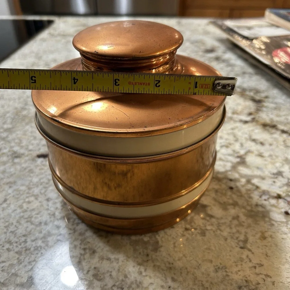 Vintage Chase USA Copper Tobacco Humidor Tin Lined Lidded Canister
